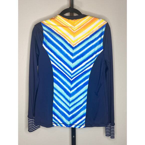 NWT 24th & Ocean Long Sleeve Zip Up Rash Guard With Zipper Blue Women's Size M - Picture 5 of 5